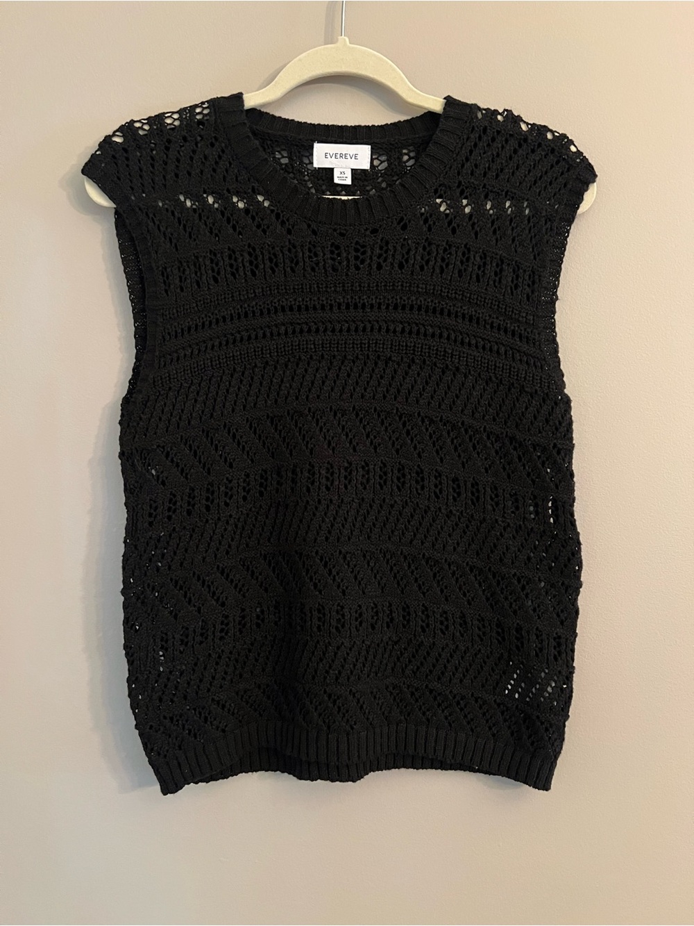 Evereve Black Crochet-Knit Sweater Vest